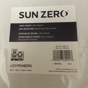 Sun Zero Blackout Rod Pocket Curtain Panels (4) White 37”Wx63”L